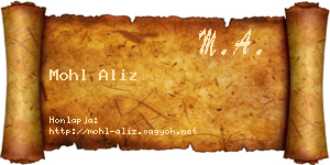 Mohl Aliz névjegykártya